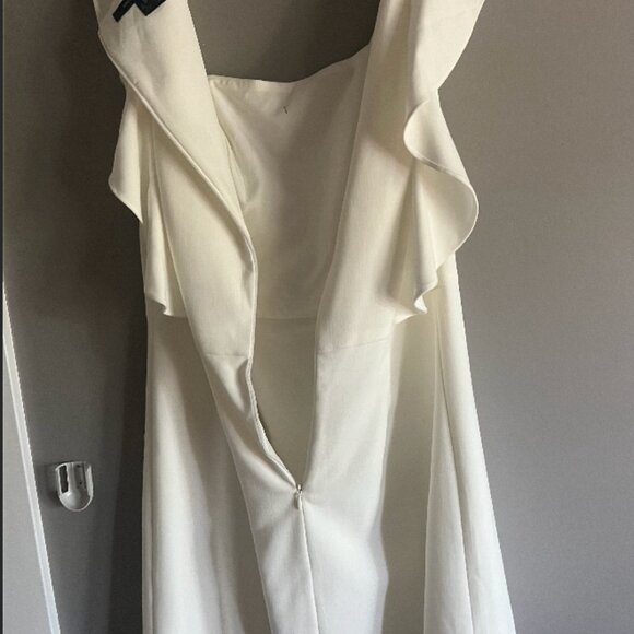 French Connection Mini White Whisper Ruffle V Neck Dress - Picture 3 of 8